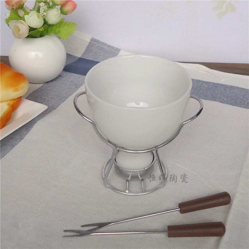 Keramik Fondue-einstellen Käse Messer Wärmer Schokolade Topf Auf eine Metall Stehen Schokolade Fondue Dienstprogramm Für Heimat Kochen werkzeuge