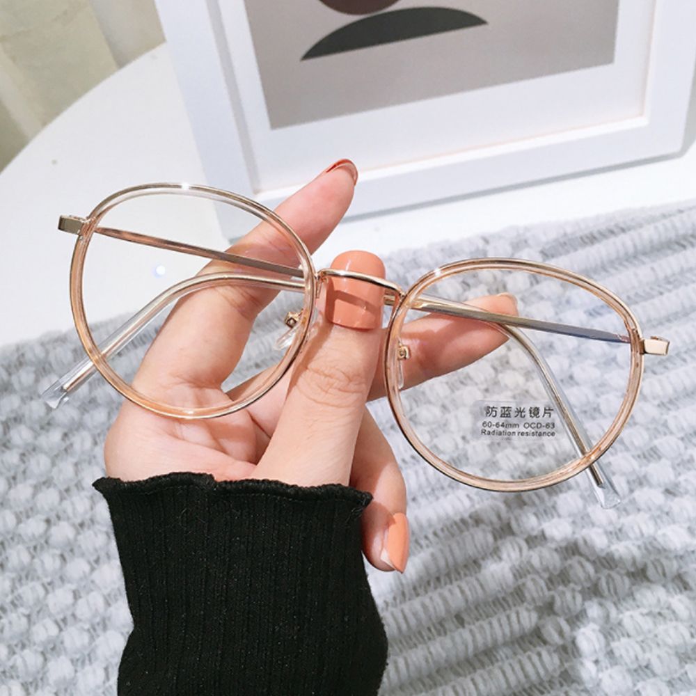 Portable Eye Protection Light Glasses Metal Anti-blue Light Flat Mirror Net Celebrity Trend Street Shooting Glasses: Orange