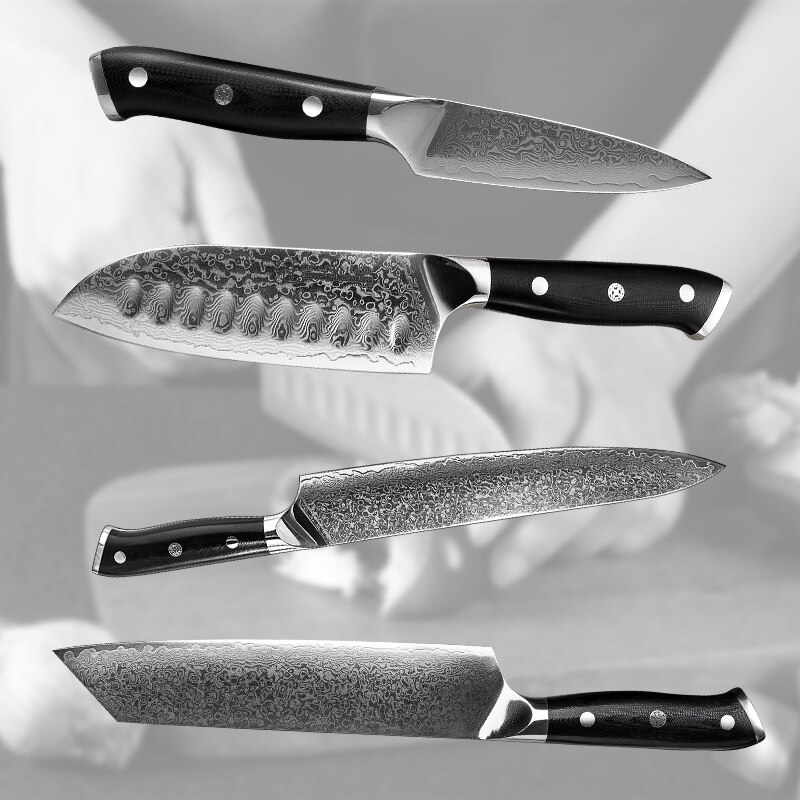 Grandsharp Damascus Knife Set 67 Layers vg10 Japanese Damascus Steel Chef Cleaver Boning Kiritsuke Santoku Kitchen Knives