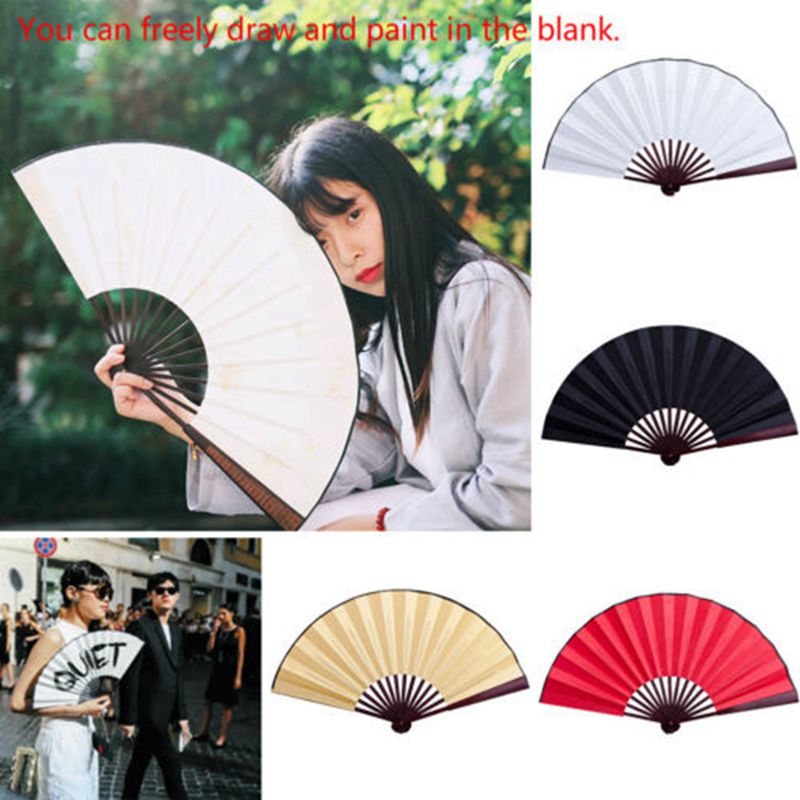 Zijden Doek Blank Chinese Vouwen Fan Houten Bamboe Oudheid Vouwen Ventilator Voor Kalligrafie Schilderen Home Decoration CZL8540