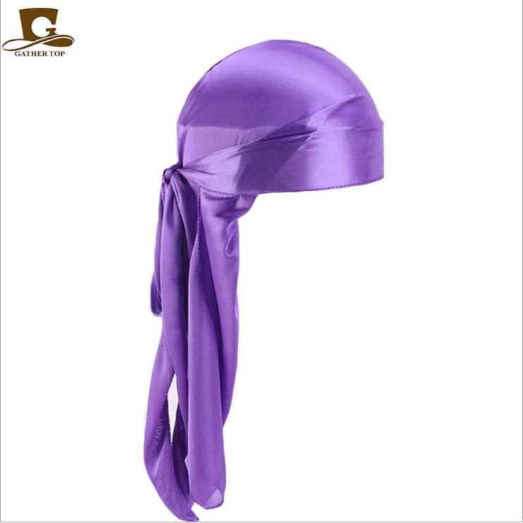 Durag Men Solid Color Silk Durags Women Breathable Turban Hair Bands 13Pcs/package: Light purple