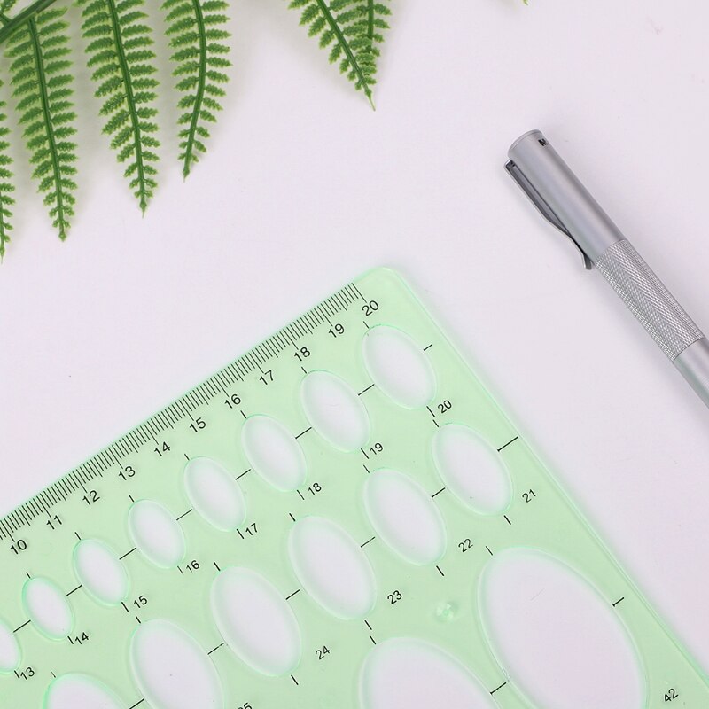Plastic Template Ruler Oval Geometric Template Ruler Stencil Measuring Tools for Student School Stationery