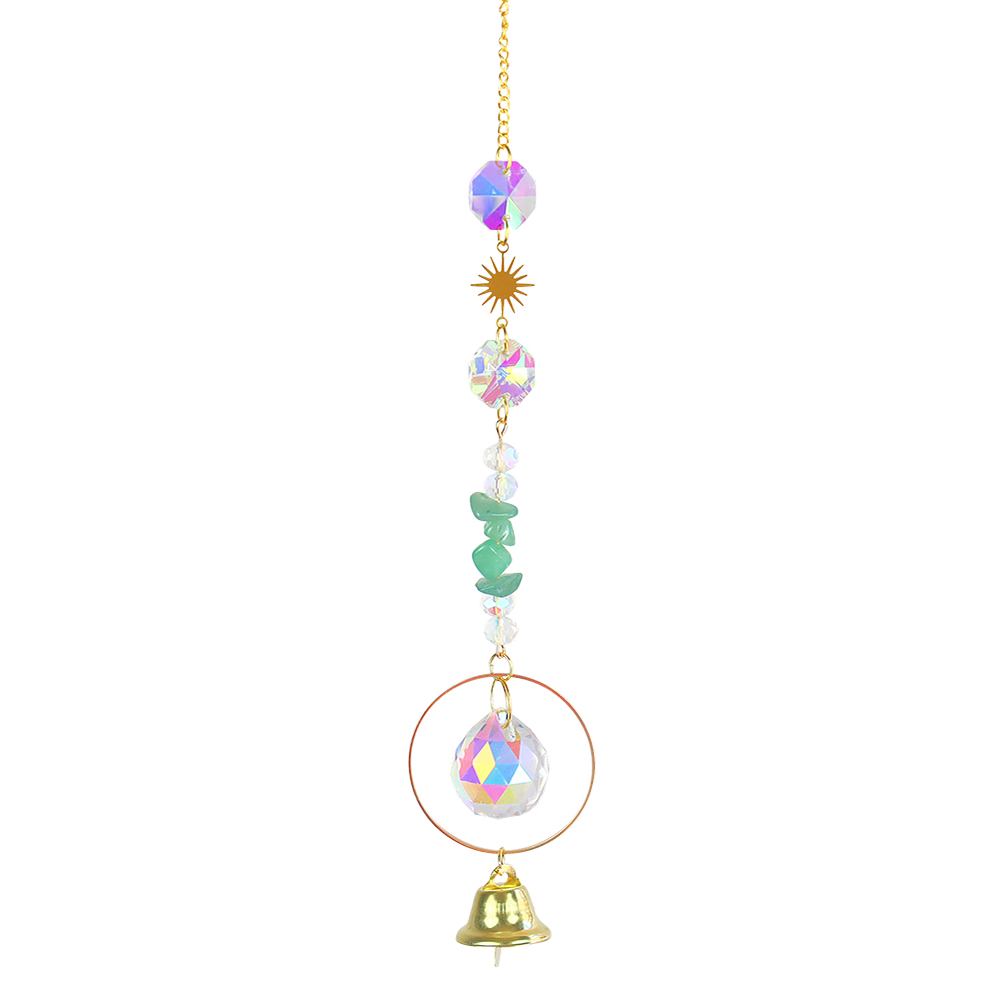 Hanging Crystal Suncatcher Star Craft Sun light Catcher Window Car Moon Bell Pendant Rainbow Maker Home Garden Wall Wind Chime: F