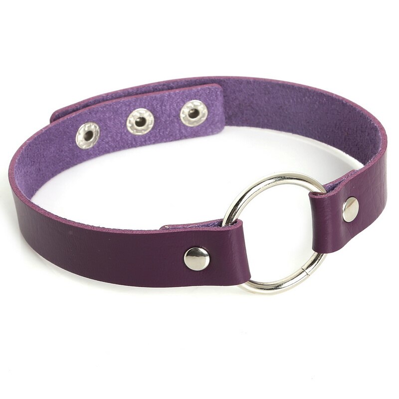 Newest Jewelry Women Punk Rivet Gothic Choker Necklace DIY Handmade PU Leather Harajuku Grunge Funky Torques Anime Necklace: Purple