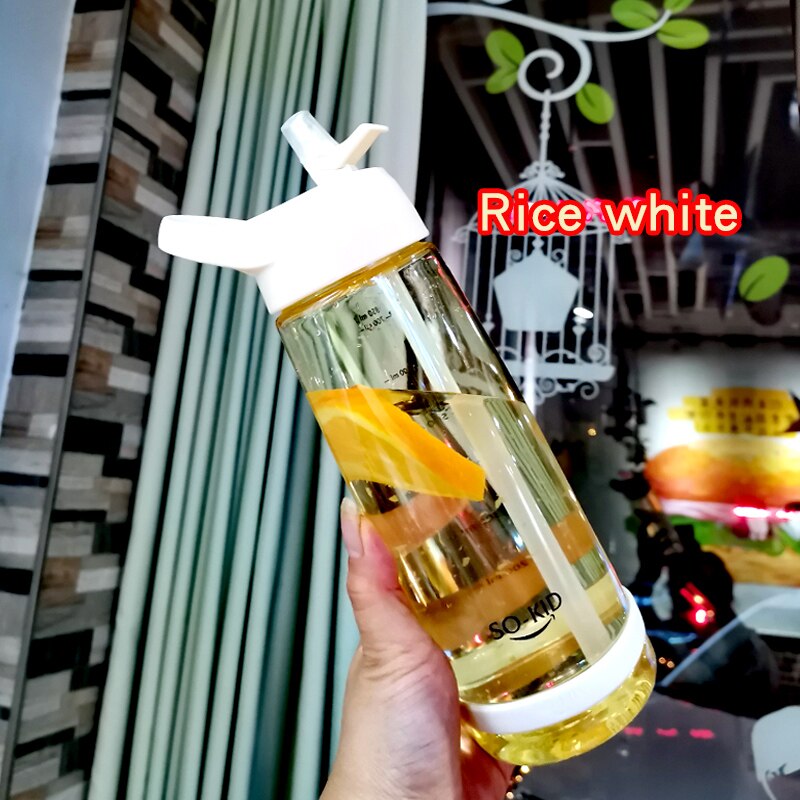 Thermos Bottleplastic Outdoor Water Fles Met Stro Sport Flessen Milieuvriendelijke Met Deksel Wandelen Camping Plastic Bpa Gratis H1098: 1000ml / Light Yellow