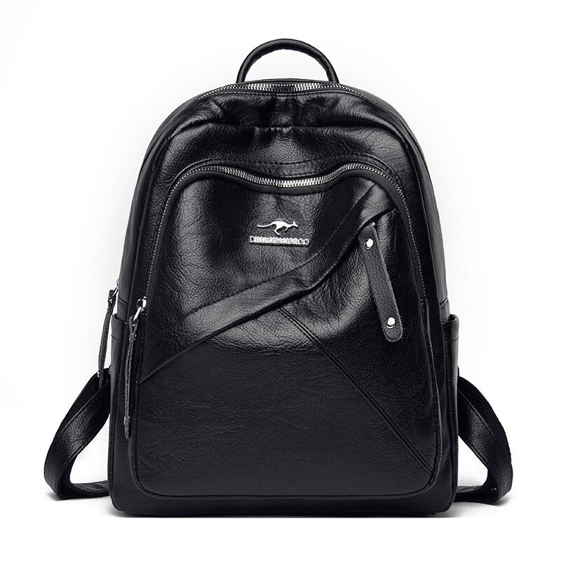 Multifunctionele Reizen Rugzak Mochilas Vrouwen Waterdichte Anti-Diefstal Lederen Rugzakken Voor Meisjes Vrouwelijke Schoudertas: Black
