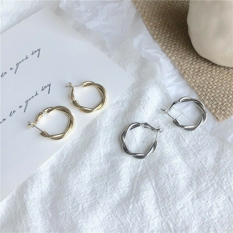 Ohrringe für frauen edelstahl schmuck groß Band ohrringe schmuck überqueren weben Twist Ohr Ring Ohrring metall circleGirl