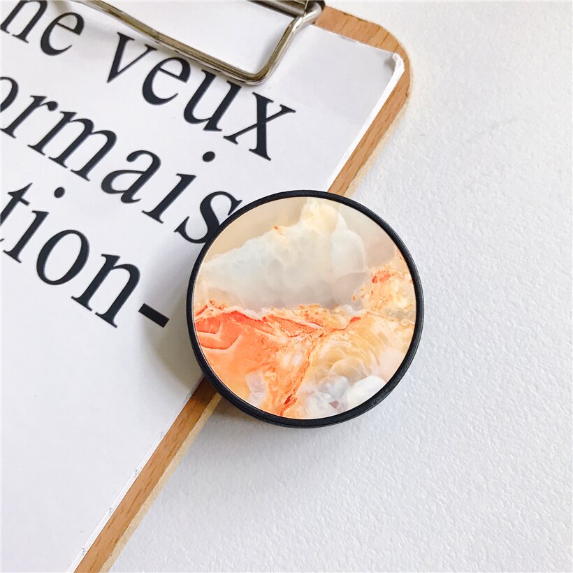 Glossy Popular Marble Expanding Phone Stand Grip Finger Rring Support Anti-Fall Round Foldable Mobile Phone Holder for iPhone 11: C16