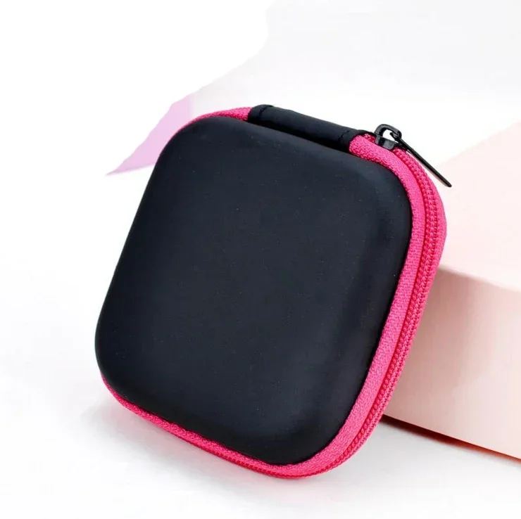 Nette freundlicher Mini Geldbörse Reißverschluss Brieftasche Frauen Damen Männer Reise Kopfhörer Schlüssel USB Kabel SD Karte Halfter Tasche fallen: Rose