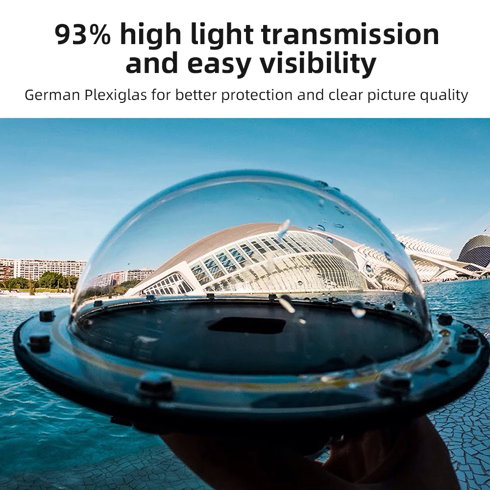 TELESIN-Funda impermeable para Puerto de cúpula de buceo, GoPro Hero carcasa para 10, 9, Black, Hero 8, 7, 6, 5, piezas de cámara de montaje flotante
