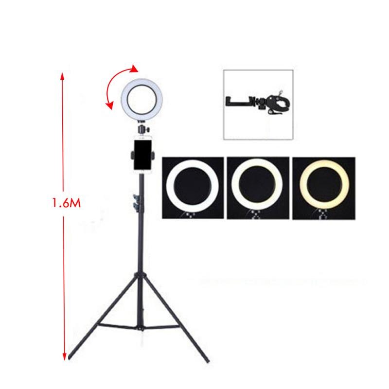 16cm Ring Light With Stand - Rovtop LED Selfie Light Ring Aro De Luz Para Celular Tripod Phone Holder Live Video Photography