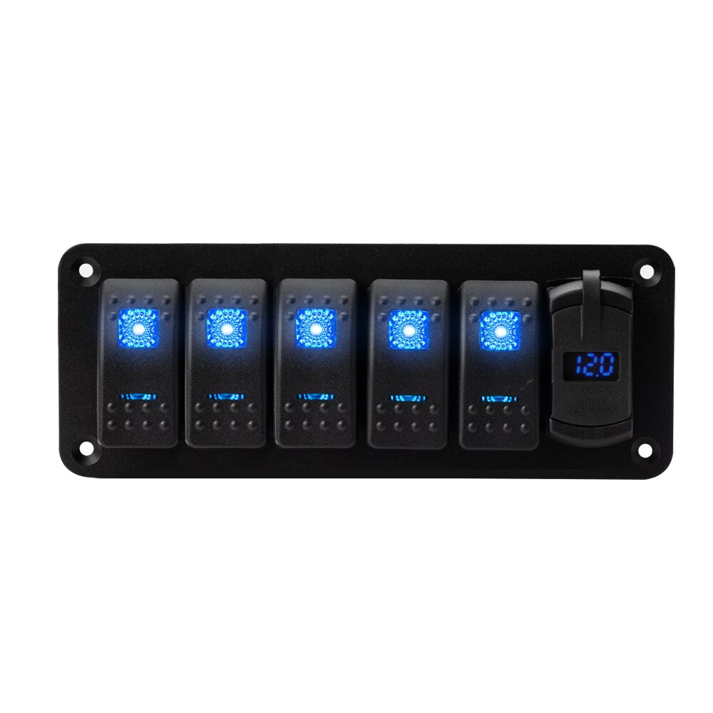 2 3 4 5 6 8 Gang Led Rocker Switch Panel Met Voltmeter 4.2A Dual Usb Rocker Stijl Fast Charger voor Auto Marine Boot Waterdicht