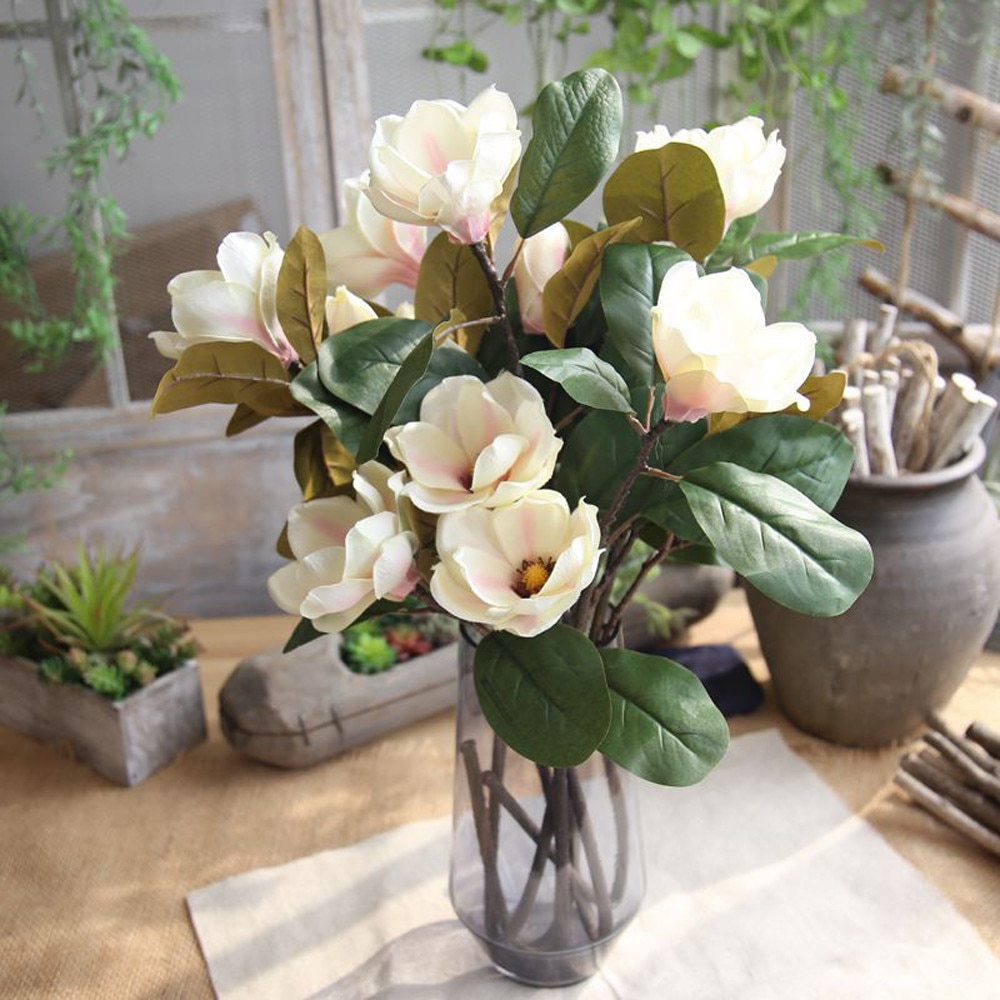 Kunstmatige Nep Bloemen Blad Magnolia Bloemen Bruidsboeket Party Home Decor Home Decoratie Diy Crown Scrapbook #30