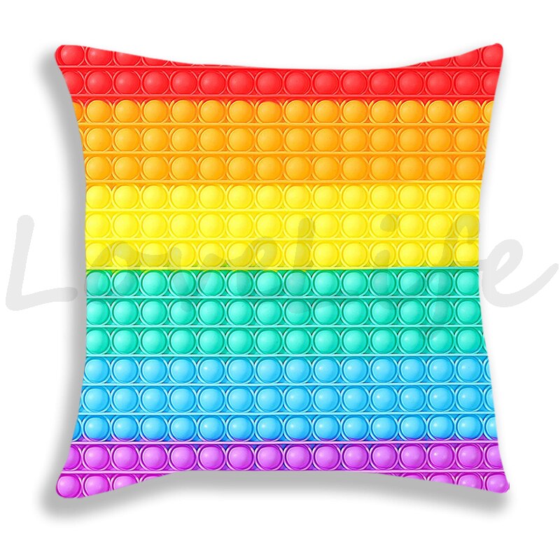 Pop Het Afdrukken Kussensloop Regenboog Kleur Leuke Kussenhoezen Sofa Stoel Bed Kussensloop Huis Decoratieve Kussensloop 45Cm * 45Cm: 14