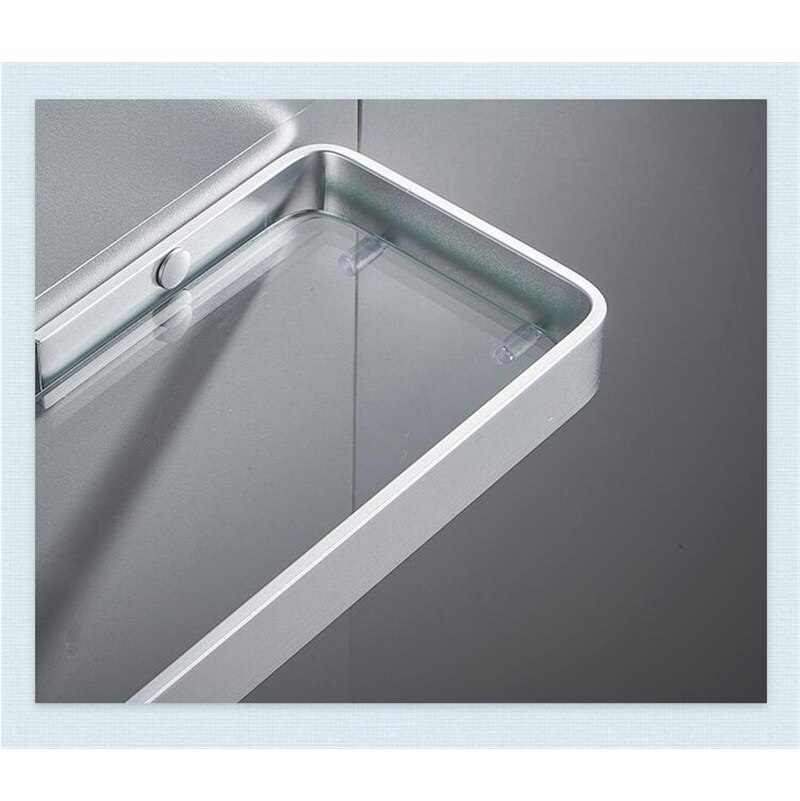 Badeværelseshylde bad bruser hylde søm fri glas hylde satin badeværelse hjørne hylde 25-50cm aluminium køkken opbevaring holder