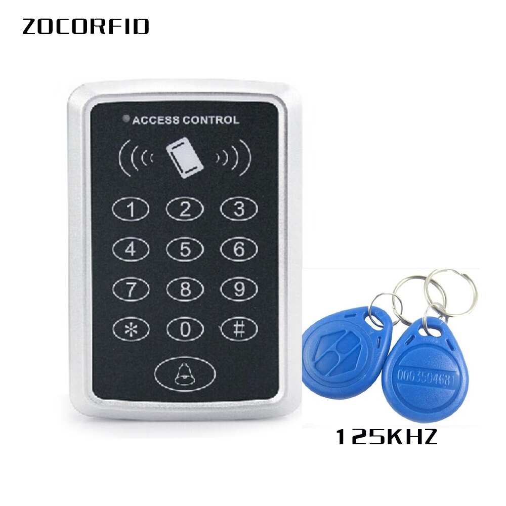 RFID Access Control Keypad Outdoor Rainproof keypad RFID Card Reader 5pcs Keyfobs For Door Access Control System: 125KHZ type