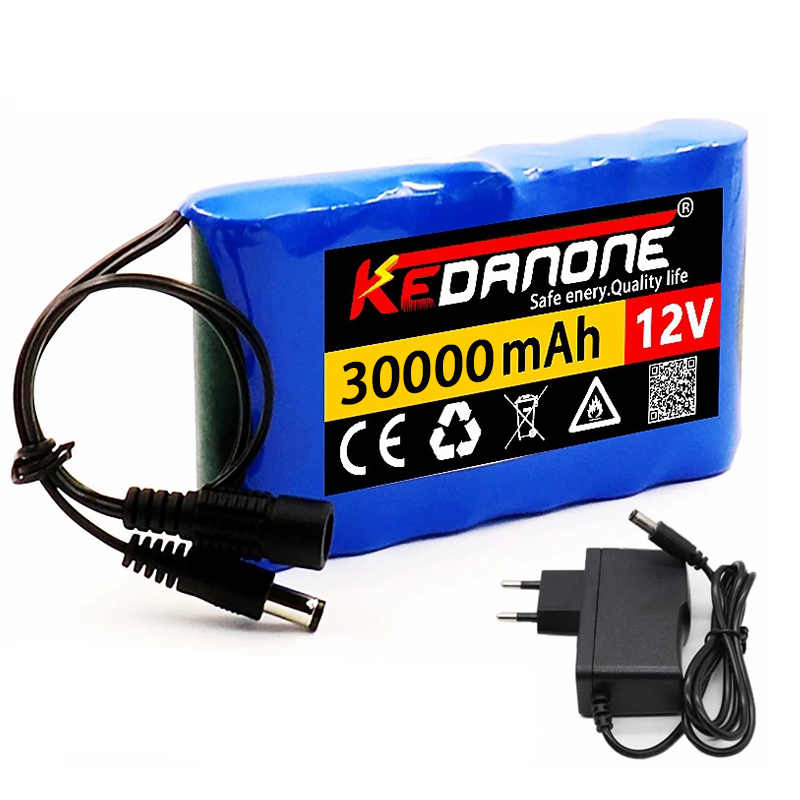 Lucky Rechargeable Battery 12V 30000mah Lithium Battery Pack Capacity DC 12.6V 30Ah CCTV Cam Monitor with Charger: Battery X1 ChargerX1