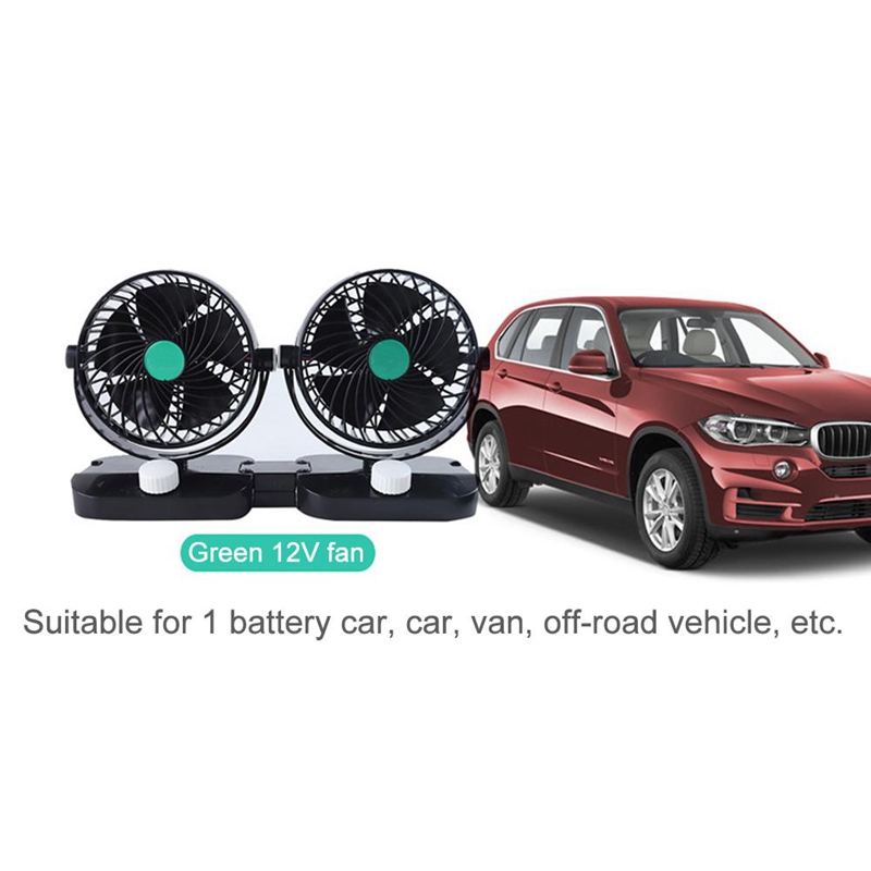 Mini 6 Inch Car Fan Double Head Shaking Small Electric Auto Fan Universal Summer Cooling Fan