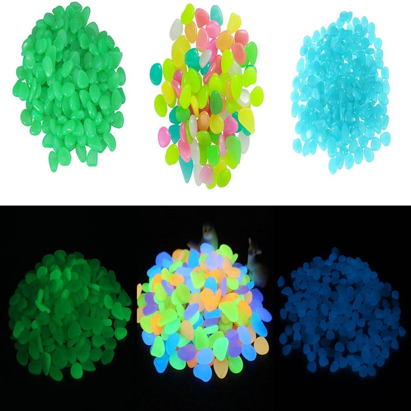 Ounona 100 stuks lichtgevende keien, kiezelstenen, gloeiend in het donker voor aquarium, aquarium, grinddecoraties voor de tuin