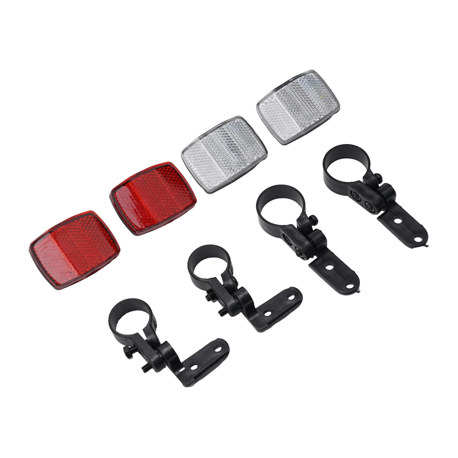 Bike Front Rear Reflector Set Red White Handlebar Mounting Bracket Warning Light Safety Riding Bicycle Accessories
