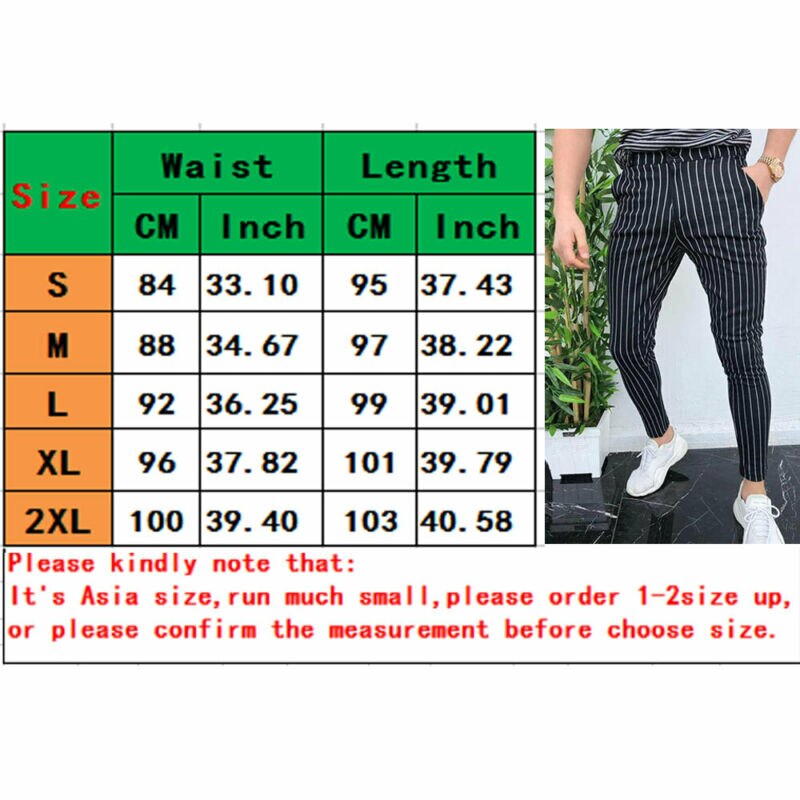 Herre slim fit træningsdragt sport gym skinny jogging jogger sweat pants stribede bukser