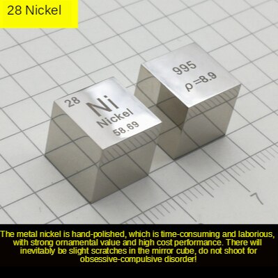 10mm terningsmetal kemiske prøver periodiske elementer fysiske viser periodiske tabel terning samling dekorationer: 28 nikkel spejl