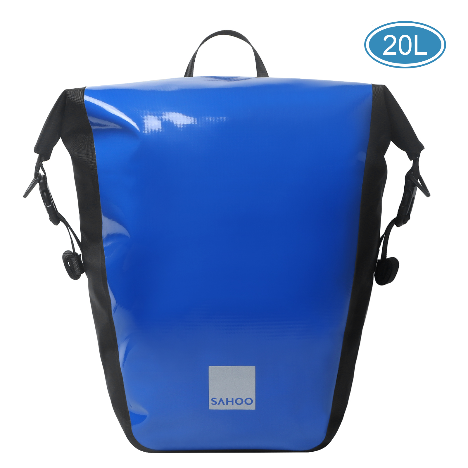10L/20L Large Capacity Waterproof Cycling Trunk Bag Bicycle Rear Rack Bag Bike Pannier Bag Black Travel Shoulder Bag: 20L Blue