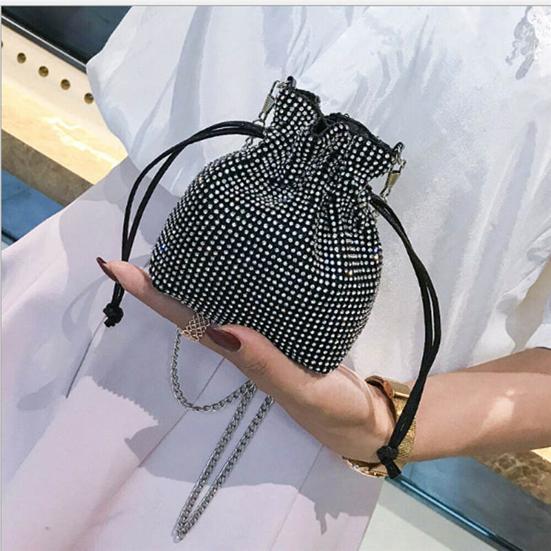 Shinny Rhinestone Decor Mini Handbag Chain Shoulder Bag Crossbody Bag For Women