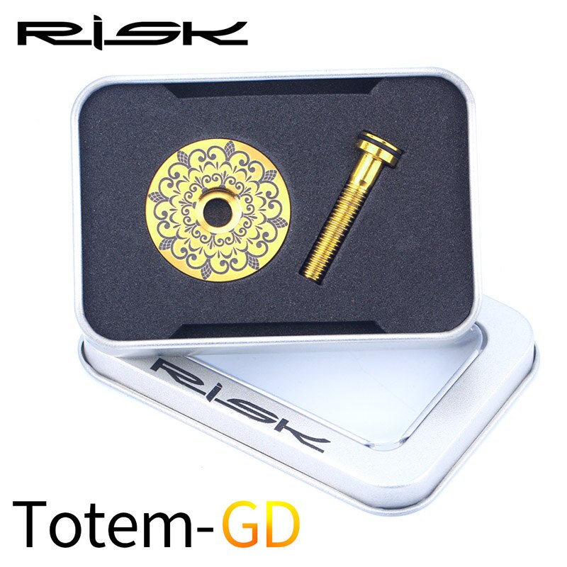 RISK Titanium Alloy Bicycle Headset Cap Suit 28.6mm+M6*30mm Bolts With waterproof pad Bike Stem Top Cap MTB Road Cycling: style 1