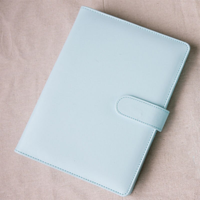 A5 Notebook Loose Leaf Ring Binder Leather Notebooks Macaron Color Agenda Planner Diary Stationery Office Supplies DU55: blue