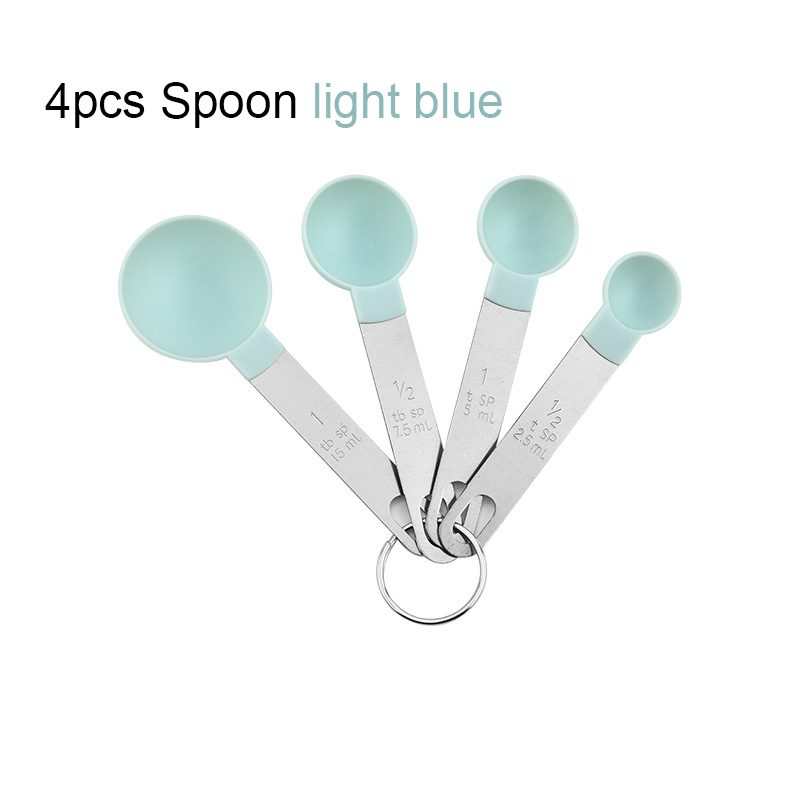 4/8 uds/1 Juego taza medidora cucharadita cuchara multiusos para azúcar pastel hornear harina taza medidora utensilio de medición de cocina para el hogar: Transparente