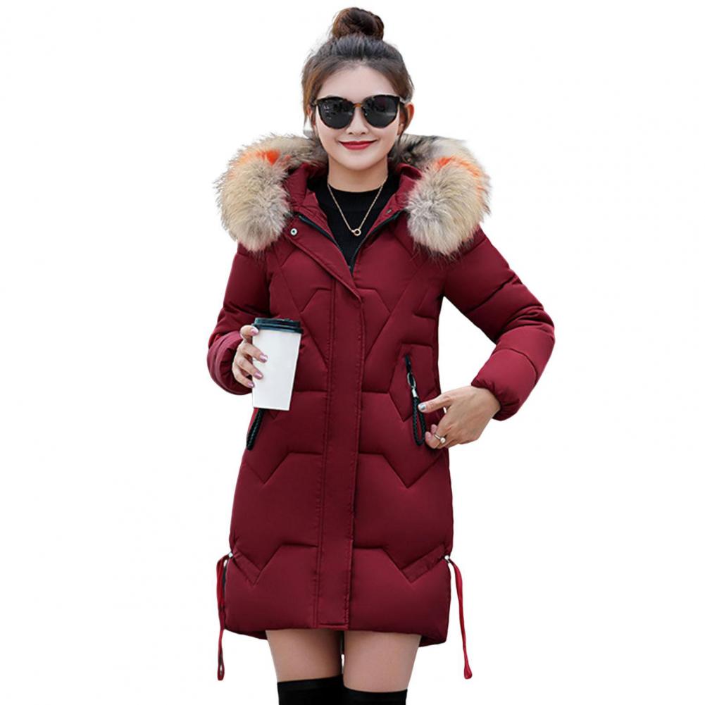 Geacă de iarnă pentru femei, parka, cu glugă, lungă, de culoare solidă, rezistentă la vânt, parka: L / Alb