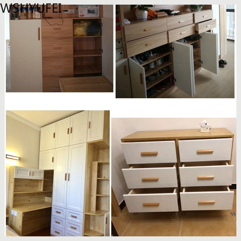 2 Pcs/lot Kitchen Cabinet Furniture Wardrobe Handles Natural Solid Wood Knobs and Handle Dresser Drawer Door Pulls Hardware