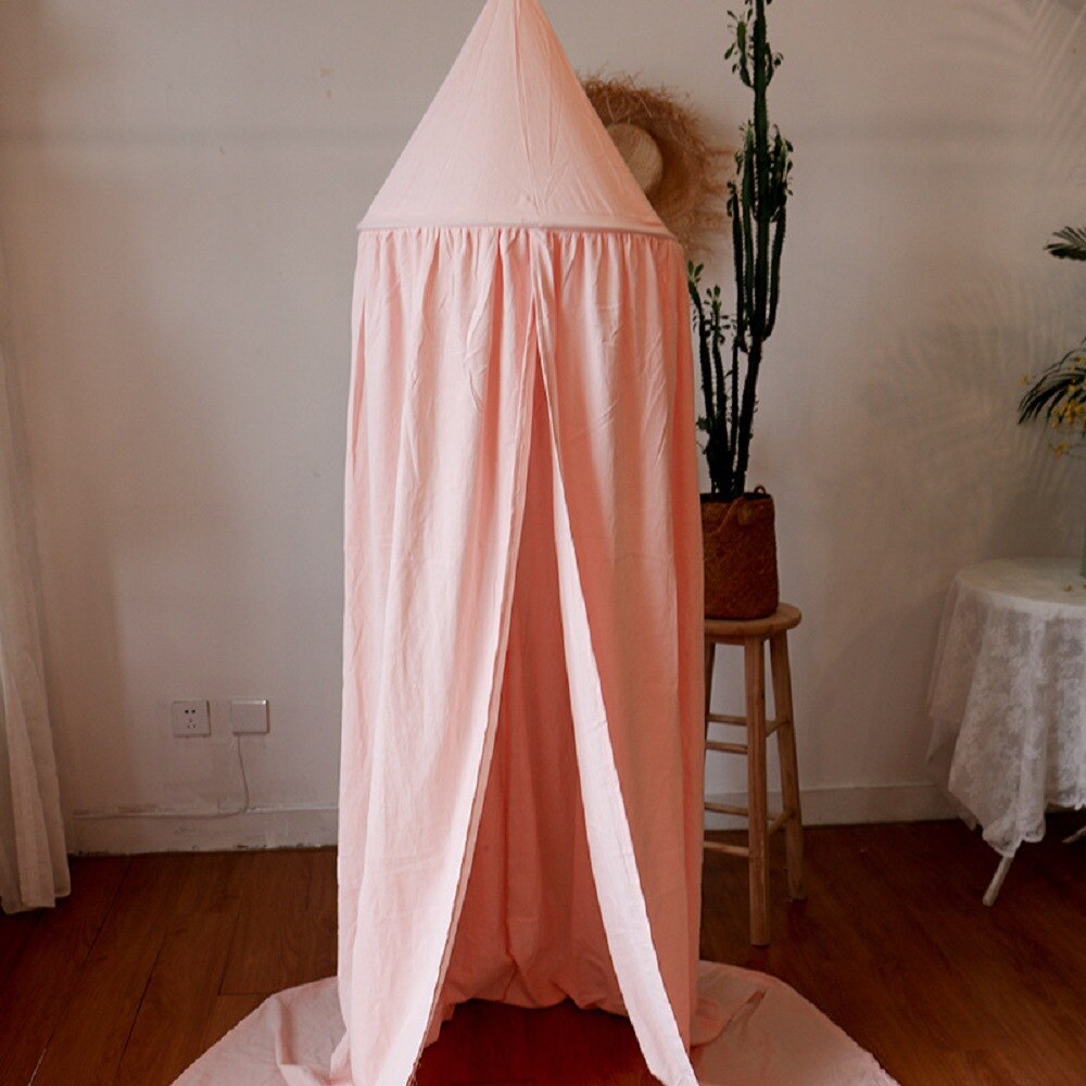 Cortina de cama colgante redondo para niños, dosel de algodón para bebé, mosquitera, casa, cama, cuna, tienda colgante, decoración del hogar, 8 colores: Rosa