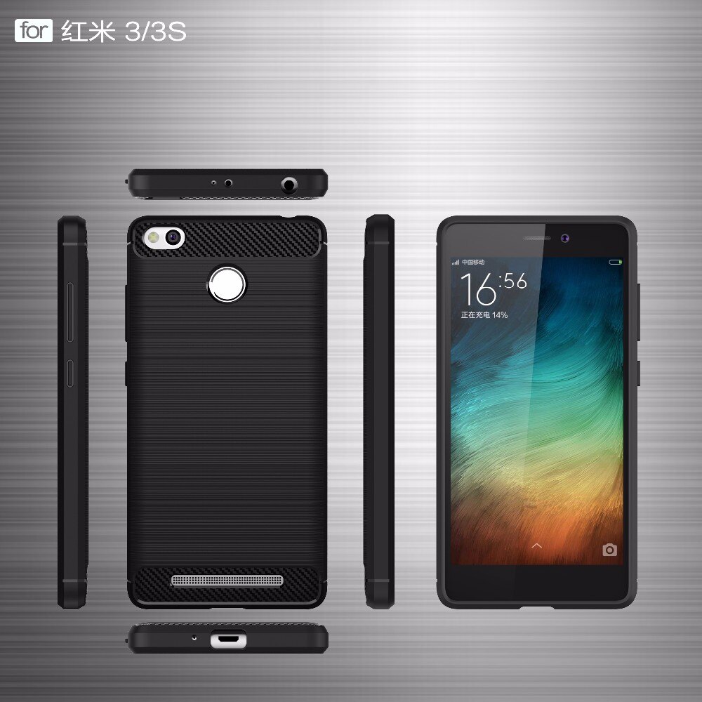 Milieu Carbon Case Voor Xiaomi redmi 3 s Soft Anti-Slip Cover voor xiaomi redmi 3 s telefoon case redmi 3 pro case