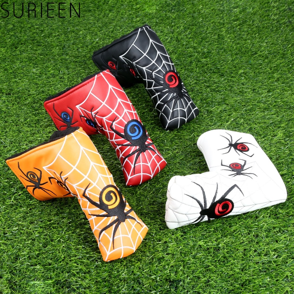 Spider With Silver Web Golf Blade Putter Cover Headcover PU Leather Head Covers Golf Accessories