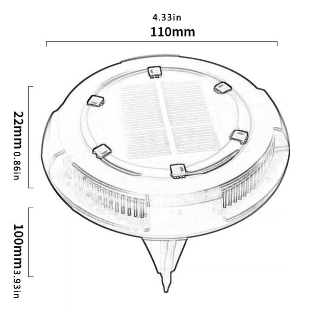 Outdoor Waterproof Led Ground Light Solar Underground Light Round Garden Decoration Lawn Light Monocrystalline Silicon Panel