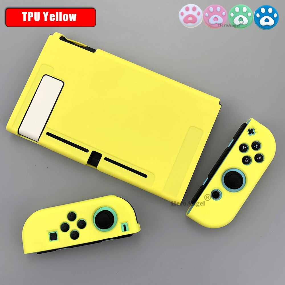 Newest NS Switch Pure Protective Cover Case Colorful Cute Soft TPU Cover Back Shell For Nintendos Switch NS Game Console Accesso: Yellow