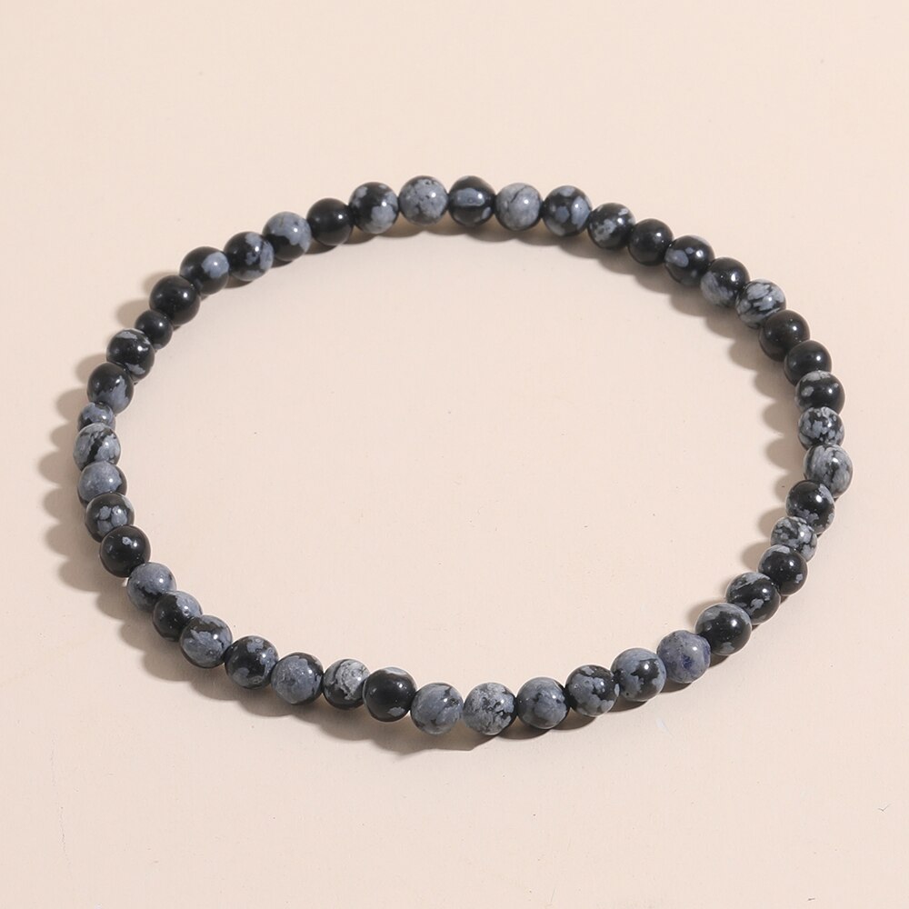 Oaiite 4Mm Natuursteen Kralen Armbanden Eenvoudige Malachiet Tijgeroog Matte Black Onyx Armband Voor Vrouwen Mannen Hand Sieraden: S-B0039