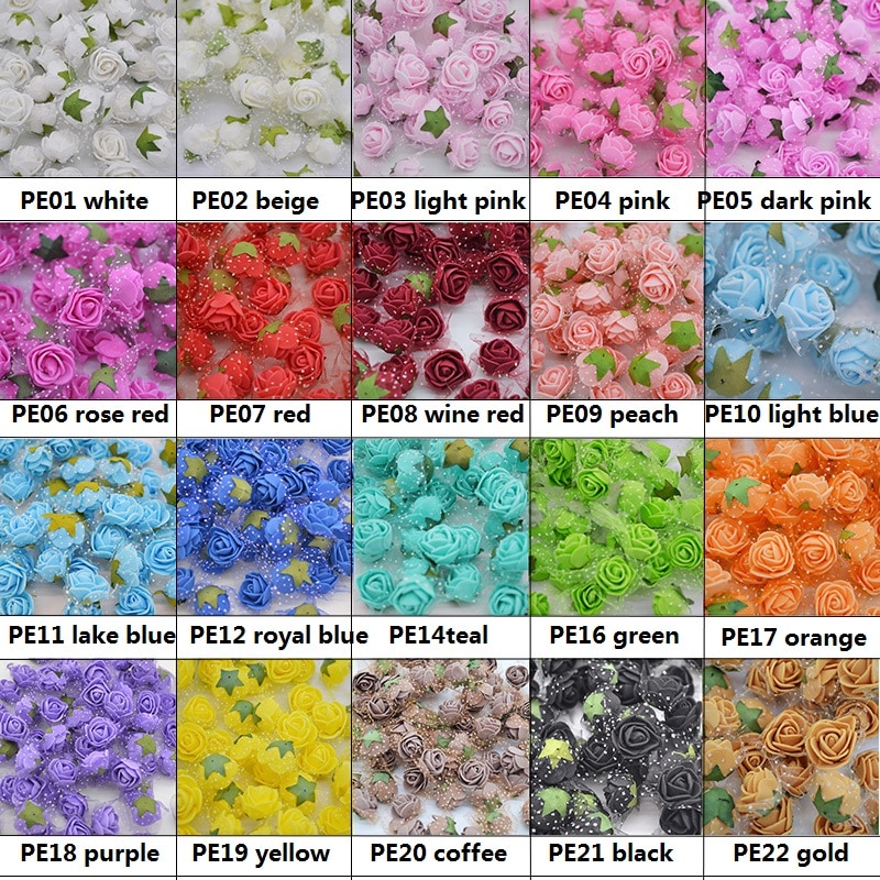 50 st 2cm mini pe skum rosor konstgjorda siden blomhuvuden handgjorda diy krans bröllop födelsedag hem inredning box tillbehör