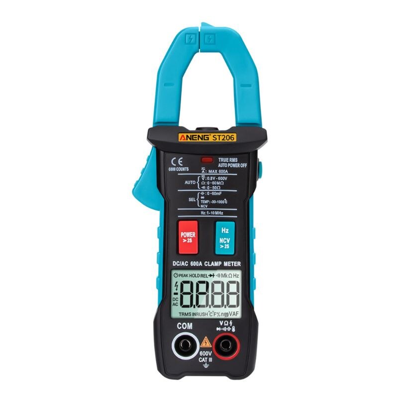ST206 Digital Multimeter Clamp Meter 6000 Count Amp Current Clamp Measure Tester: Blue