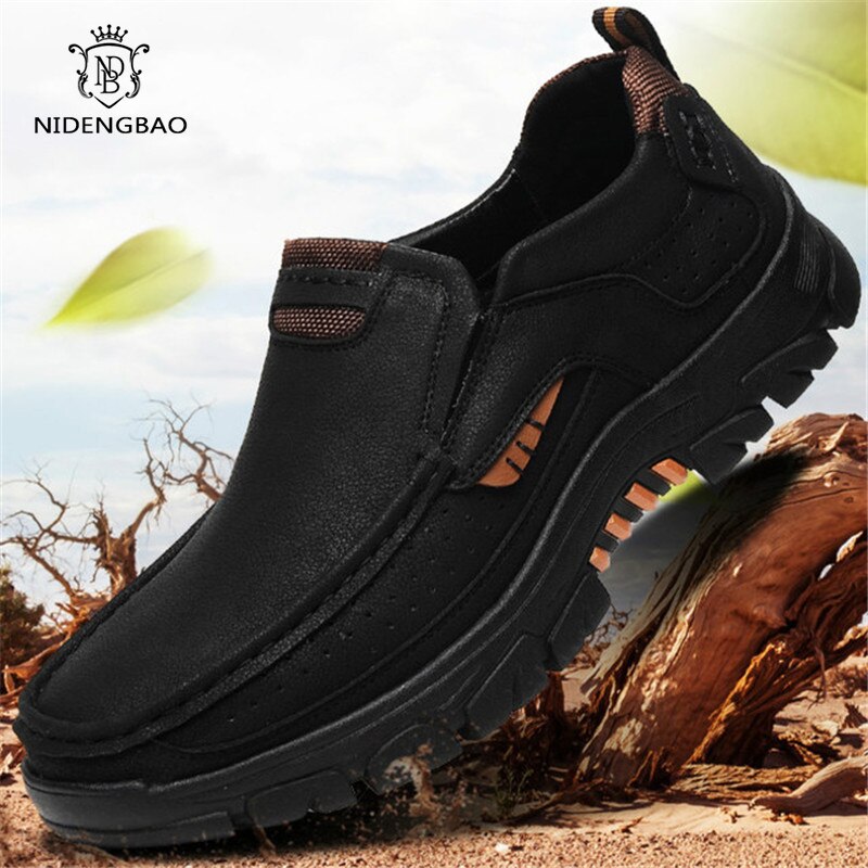 Våren herre fritidssko skinn loafers utendørs herresko delt skinn flate mokasiner menn joggesko stor størrelse 39-48