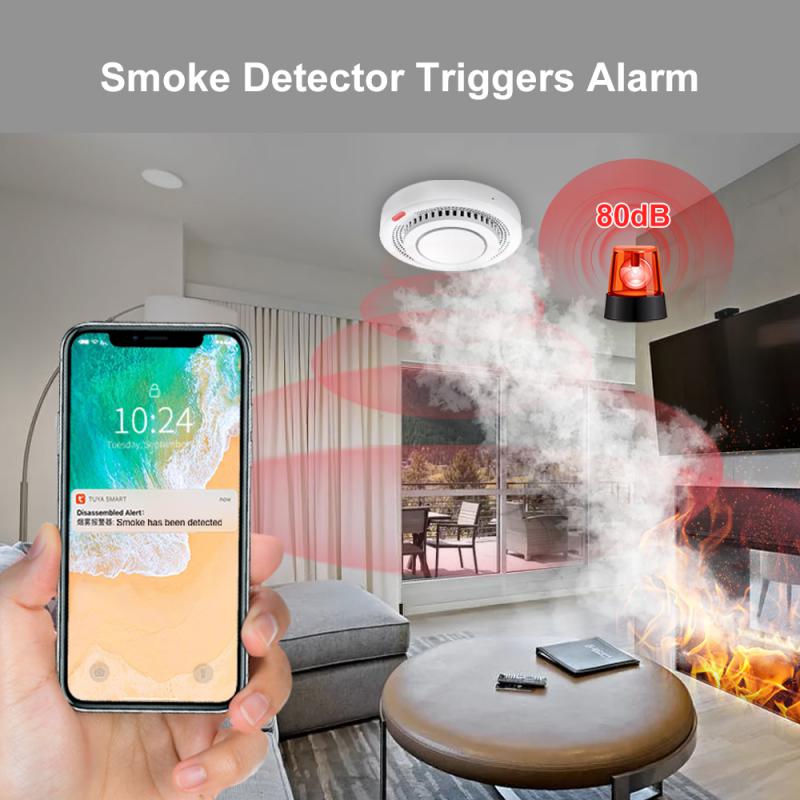 Tuya Smart Zigbee Smoke Detector Smart Fire Fire Protection Smart Home Security Alarm Work With Tuya Zigbee Hub