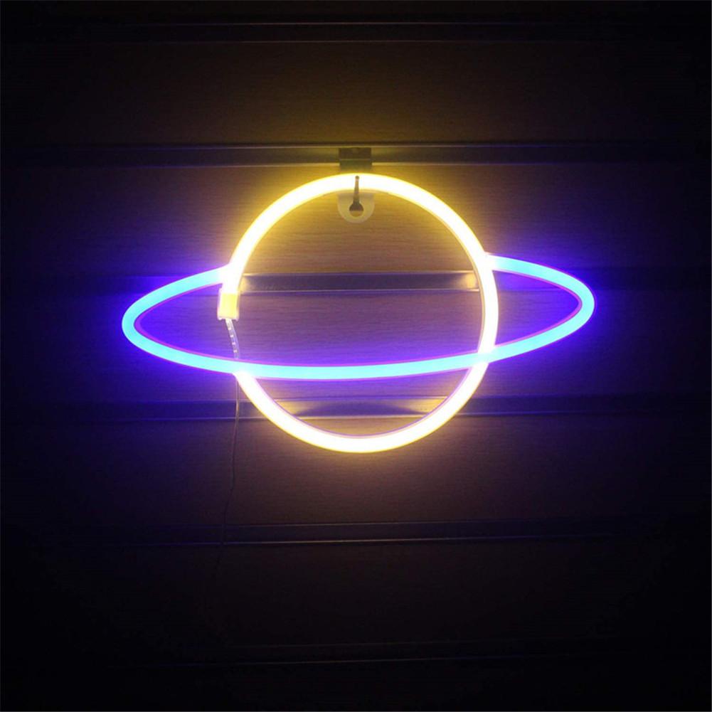 eins LED Planeten Neon- Lampe Universum Elliptischen Planeten Neon- Zeichen Licht USB Nacht Lampe Heimat Party Dekorative Zauberstab Licht Art