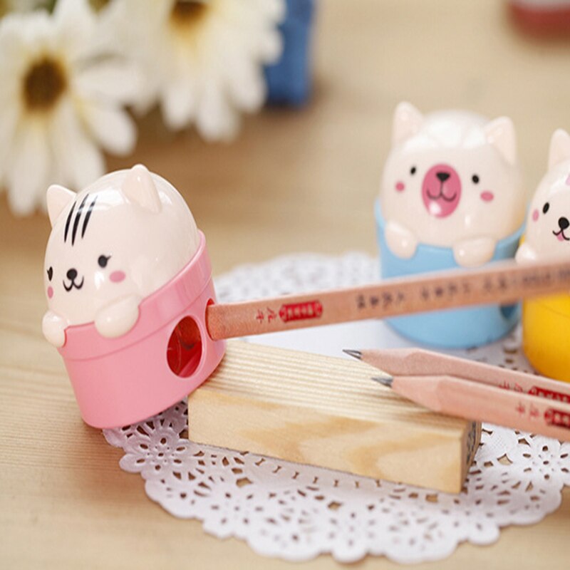 1pcs/lot Cat bear cartoon animal Double orifice Sharpener For Pencil School Office Supplies Stationery