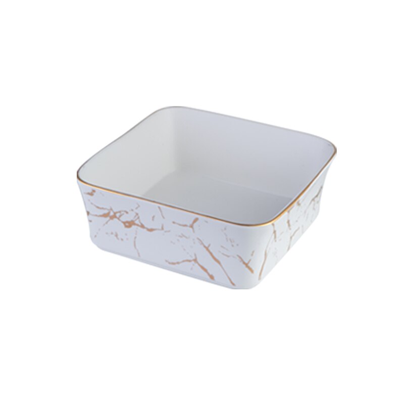 Nordique marbre motif noir/blanc céramique fruits saladier décoration de la maison vaisselle fruits assiette/snack assiette WJ71: WHITE