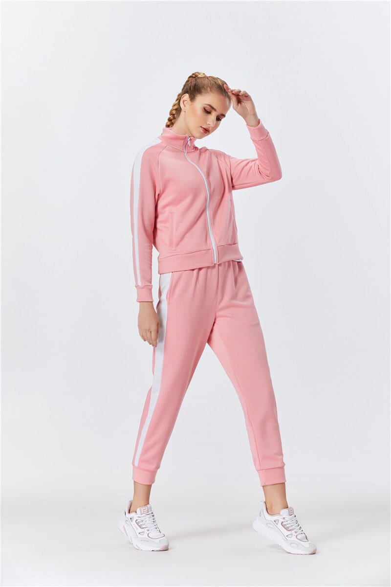 Raibaallu gestreepte effen pakset dames trainingspak 2- delig sportoutfit joggingsweatshirt fitness lounge sportkleding