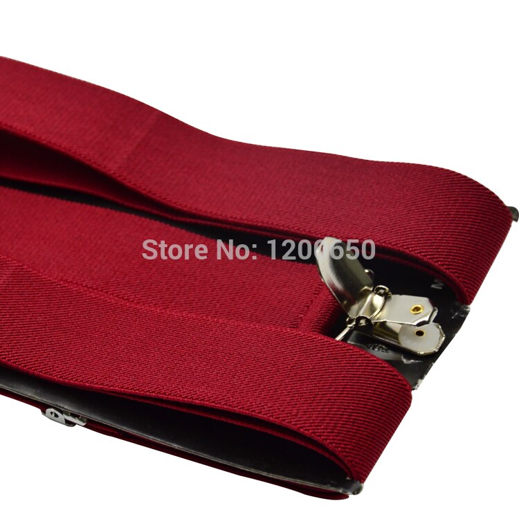 120cm Men's Unisex Clip-on Braces Elastic 3.5cm Wide wine red larger Suspenders Y-back Suspender & Retail