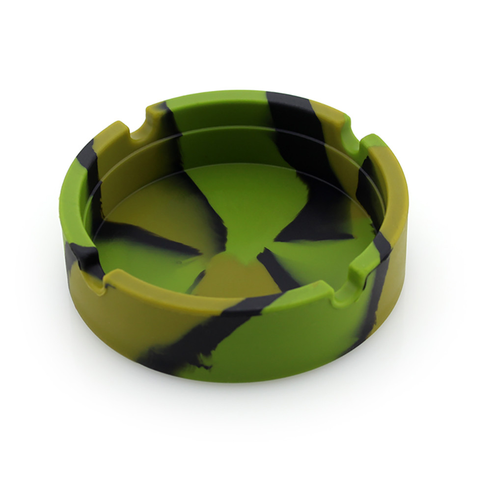 30# 1pc Portable Silicone Rubber High Temperature Heat Resistant Round Ashtray: Camouflage 