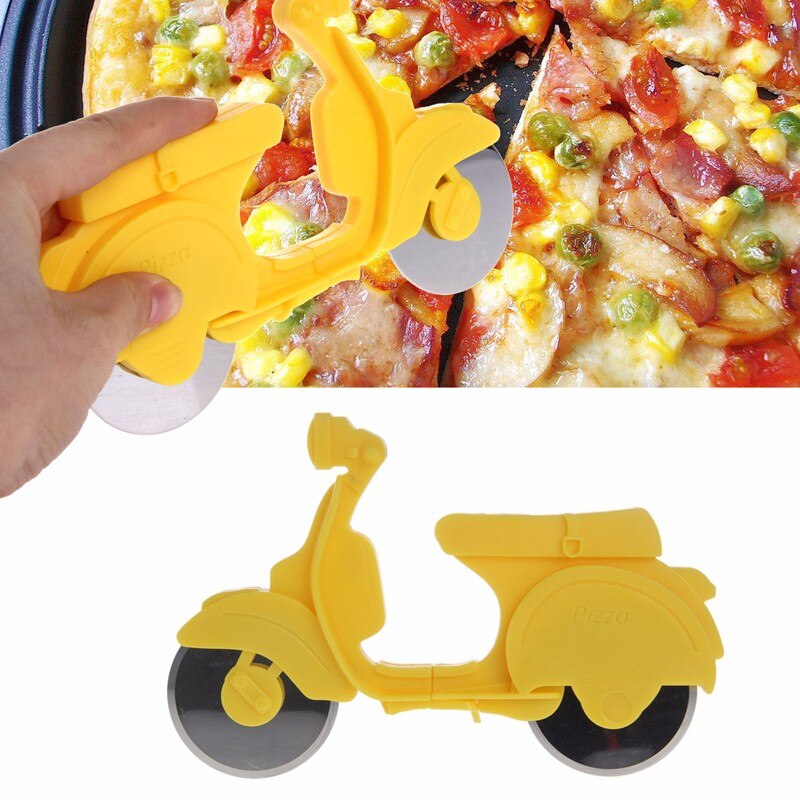 Motorcycle Chopper Pizza Cutter Pizzasnijder Ronde Wiel Roller Dual Wielen Slicer non-stick Keuken Gadget